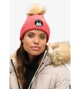 Superdry Gorro de malha entranada Luxe cor-de-rosa