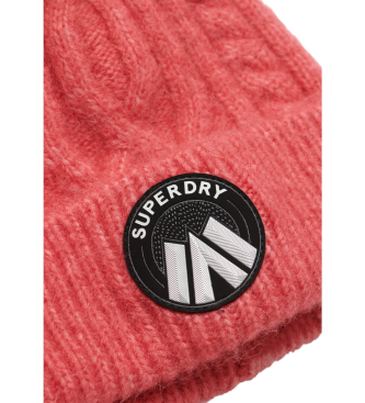 Superdry Luxe geflochtene Strickmtze rosa