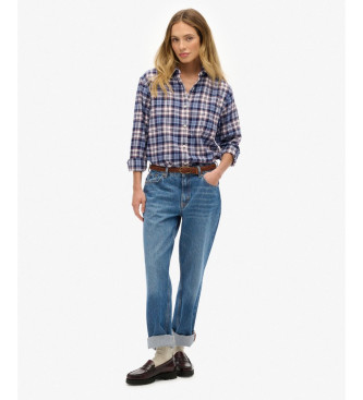 Superdry Check Flannel Boyfriend Shirt blue