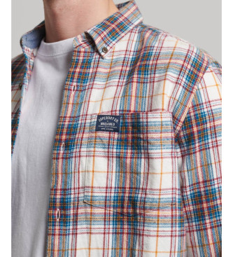 Superdry Beżowa koszula w kratę z bawełny organicznej