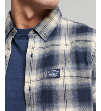 Superdry Camicia da boscaiolo in cotone organico scozzese blu scuro