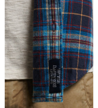 Superdry Camicia da boscaiolo in cotone organico scozzese blu scuro