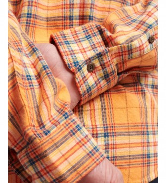 Superdry Camicia da boscaiolo in cotone biologico a quadri arancioni