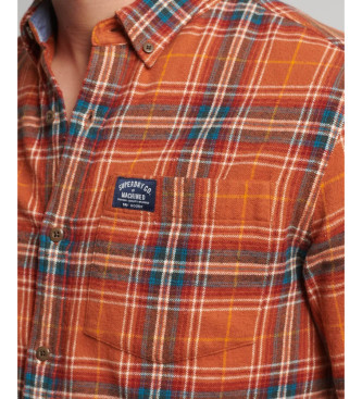 Superdry Organic cotton lumberjack shirt with orange checkered pattern