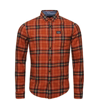 Superdry Organic cotton lumberjack shirt with orange checkered pattern