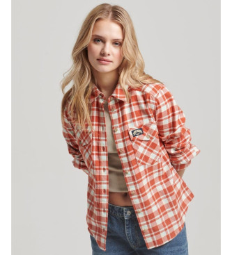 Superdry Camisa de leador de franela a cuadros naranja