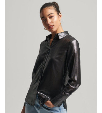 Superdry Black shiny lurex shirt