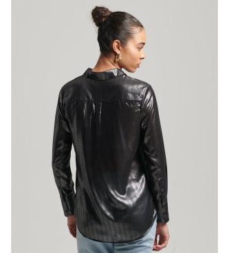 Superdry Black shiny lurex shirt