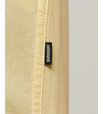 Superdry Koszula z krótkim rękawem z lnu i bawełny organicznej, żółta