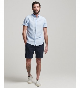 Superdry Linen & Organic Cotton Short Sleeve Shirt blue