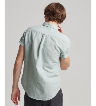 Superdry Linen & Organic Cotton Short Sleeve Shirt green