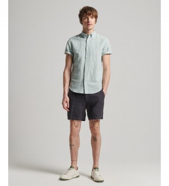 Superdry Linen & Organic Cotton Short Sleeve Shirt green