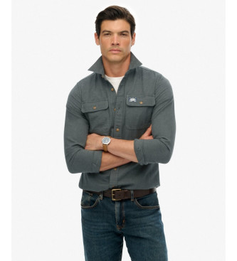 Superdry Flannel Work Shirt greyish green