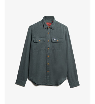 Superdry Flanelna delovna srajca sivozelene barve