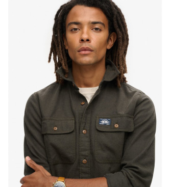 Superdry Flannel Work Shirt dark green