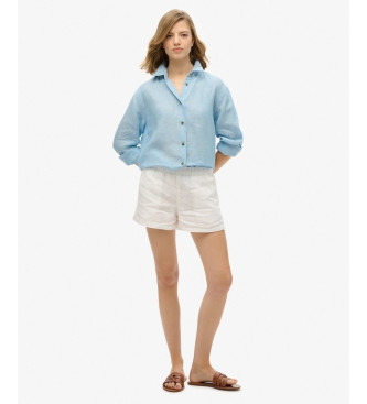 Superdry Camicia casual in lino blu modello boyfriend