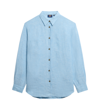 Superdry Camicia casual in lino blu modello boyfriend