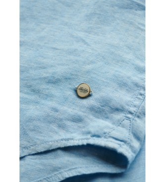 Superdry Camicia casual in lino blu modello boyfriend