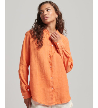 Superdry Chemise en lin orange dcontracte, coupe boyfriend