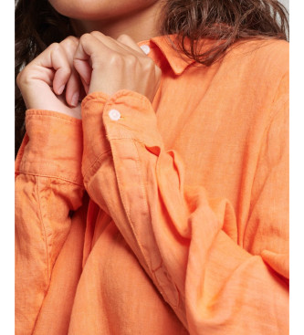 Superdry Orange casual linen shirt with boyfriend fit