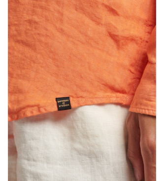 Superdry Camisa informal de lino con corte boyfriend naranja