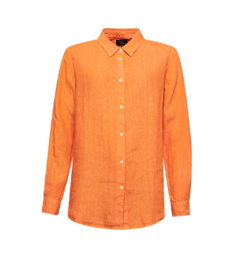 Superdry Lssiges Leinenhemd in Orange mit Boyfriend-Passform