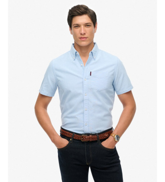Superdry Koszula Oxford z krótkim rękawem niebieska