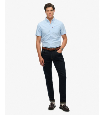 Superdry Koszula Oxford z krótkim rękawem niebieska