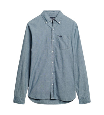 Superdry Langrmeliges Baumwoll-Oxford-Hemd blau