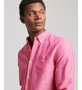 Superdry Studios Button Down Collared Shirt i hr og kologisk bomuld pink