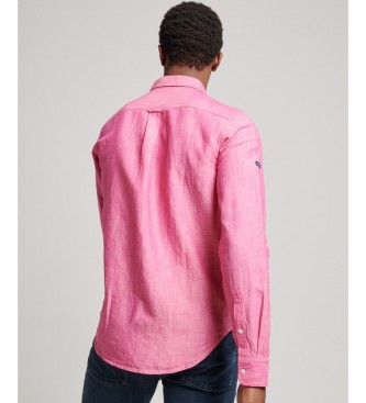 Superdry Studios Linnen & Biologisch Katoen Button Down Collared Overhemd roze