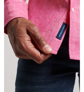 Superdry Studios Linen & Organic Cotton Button Down Collared Shirt pink