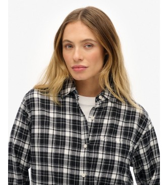 Superdry Schwarzes Boyfriend-Hemd aus kariertem Flanell