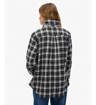 Superdry Schwarzes Boyfriend-Hemd aus kariertem Flanell