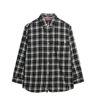 Superdry Schwarzes Boyfriend-Hemd aus kariertem Flanell