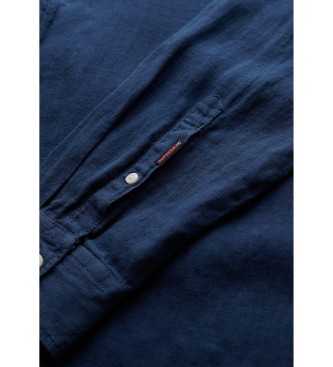 Superdry Camisa de linho de frias azul-marinho