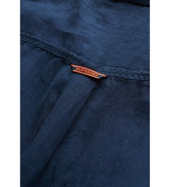 Superdry Vakantie marine linnen shirt korte mouw