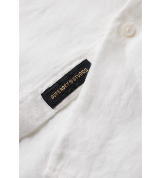 Superdry Camisa de manga larga de lino informal blanco