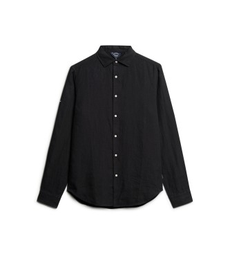 Superdry Camisa de manga larga de lino informal negro