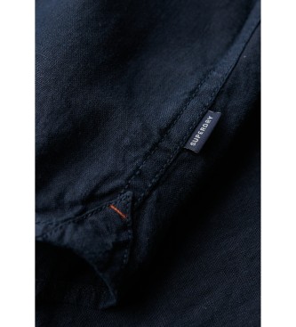 Superdry Camicia a maniche lunghe in lino casual blu scuro
