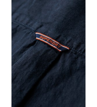 Superdry Camisa casual de linho de manga comprida em azul-marinho