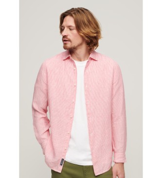 Superdry Camisa casual de linho de manga comprida cor-de-rosa