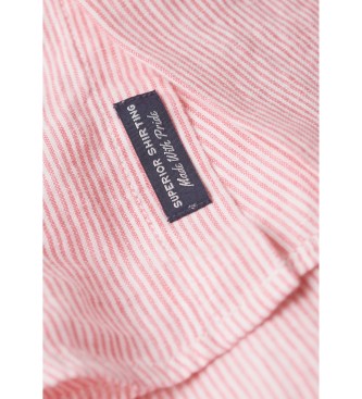 Superdry Casual linen long sleeve shirt pink