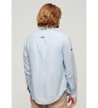 Superdry Camicia a maniche lunghe in lino casual blu