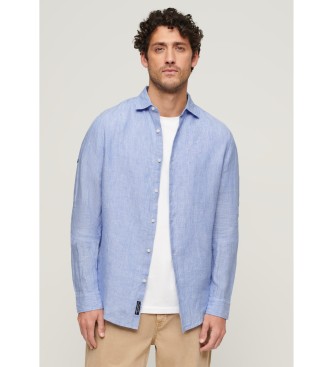 Superdry Long sleeved casual linen shirt blue