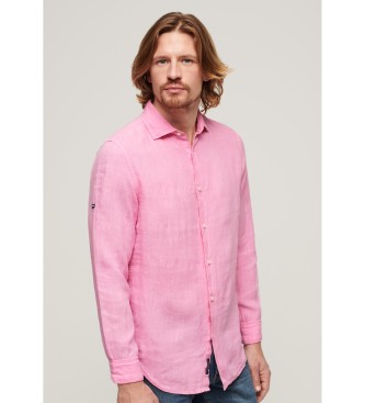 Superdry Camicia a maniche lunghe in lino casual rosa