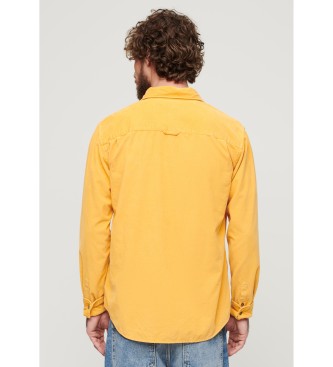 Superdry Shirt met lange mouwen in geel microcorduroy