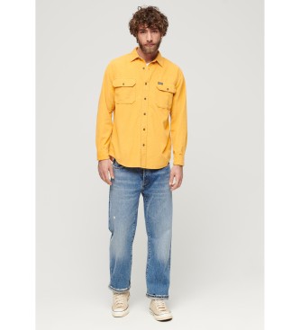Superdry Shirt met lange mouwen in geel microcorduroy