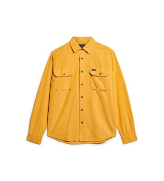 Superdry Camisa de manga comprida em micro bombazina amarela