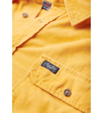 Superdry Long sleeved shirt in yellow micro corduroy